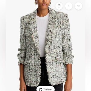 cinq a sept Anya Boucle Khloe Single-Breasted Tweed Blazer